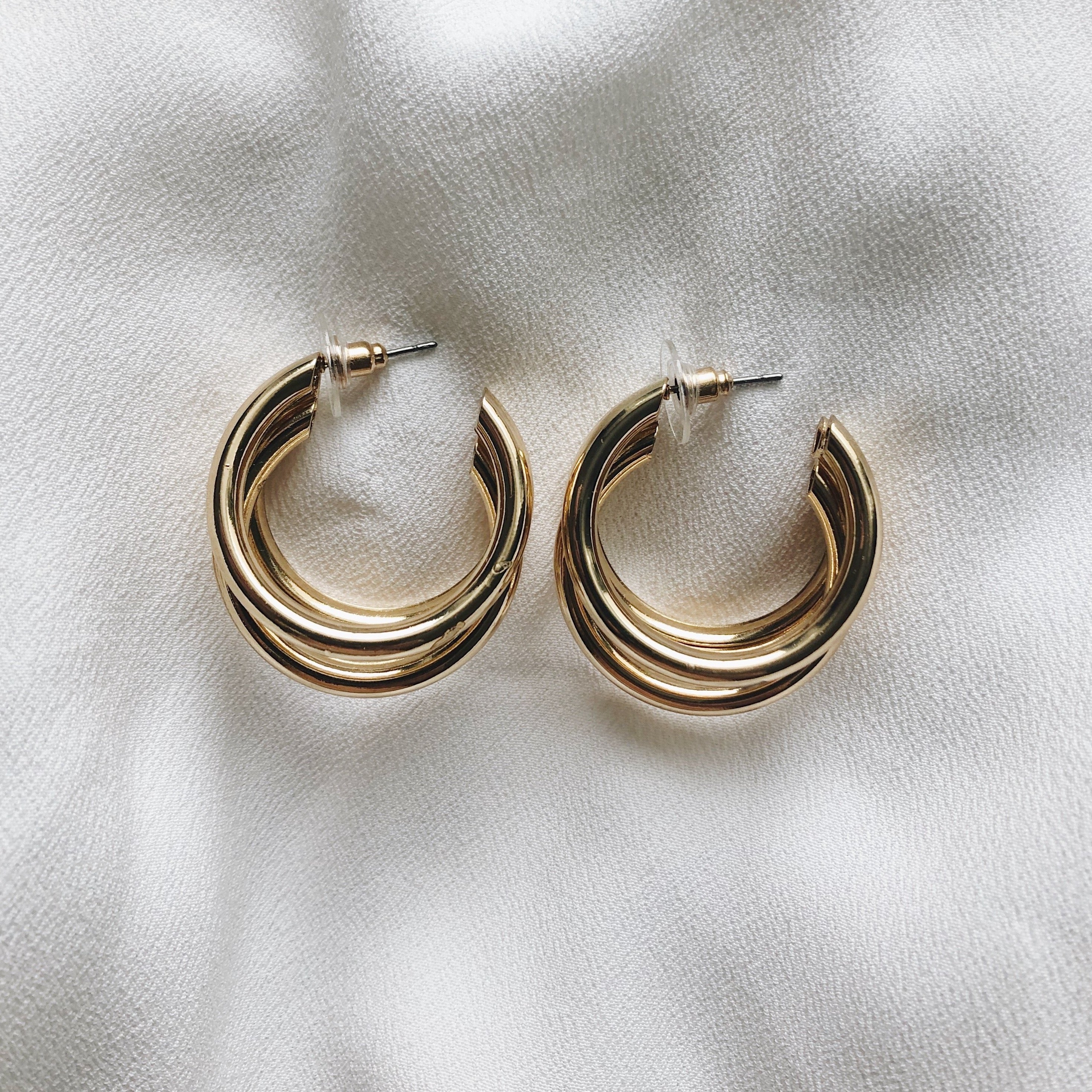 Penelope Tripe Gold Hoop Earrings