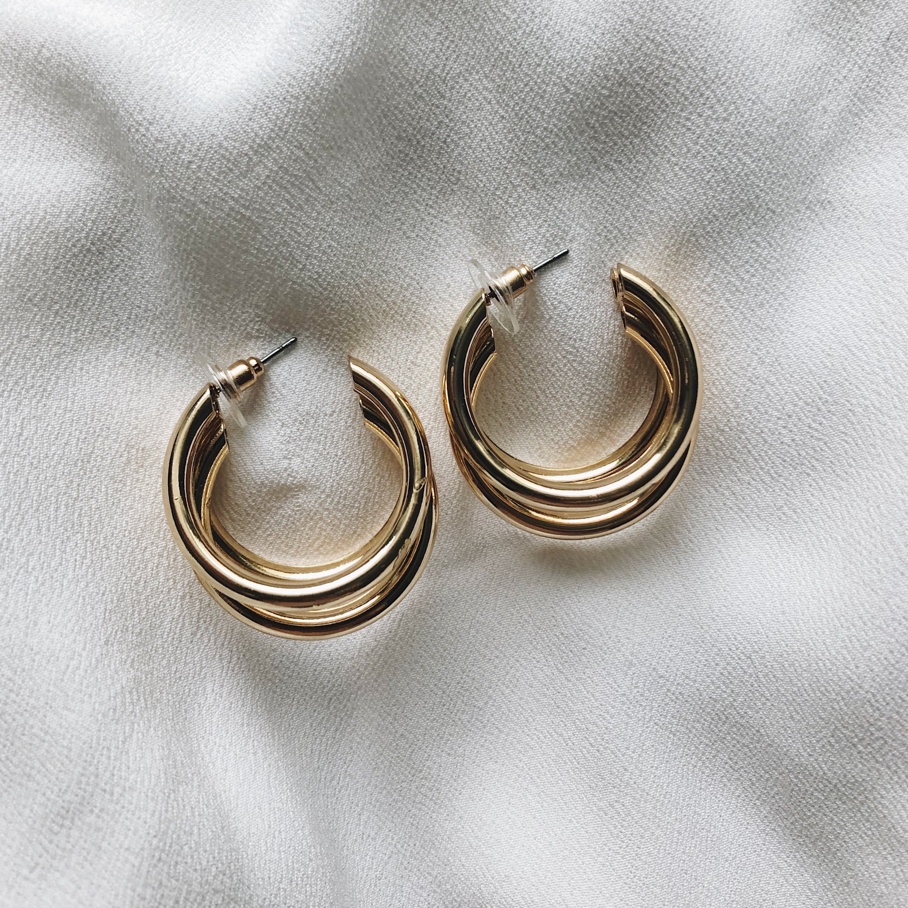 Penelope Tripe Gold Hoop Earrings