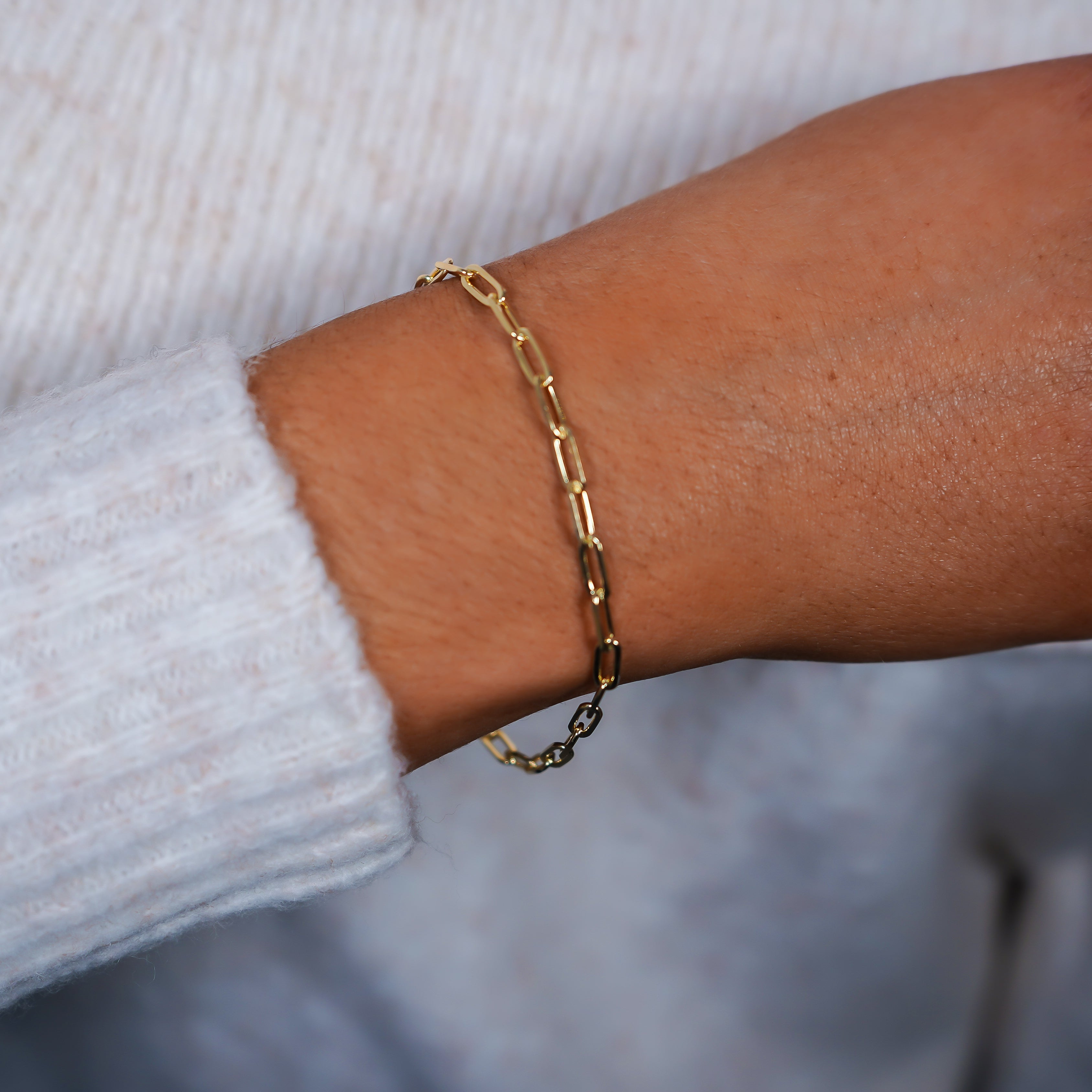 Emma Paper Clip Gold Chain Bracelet