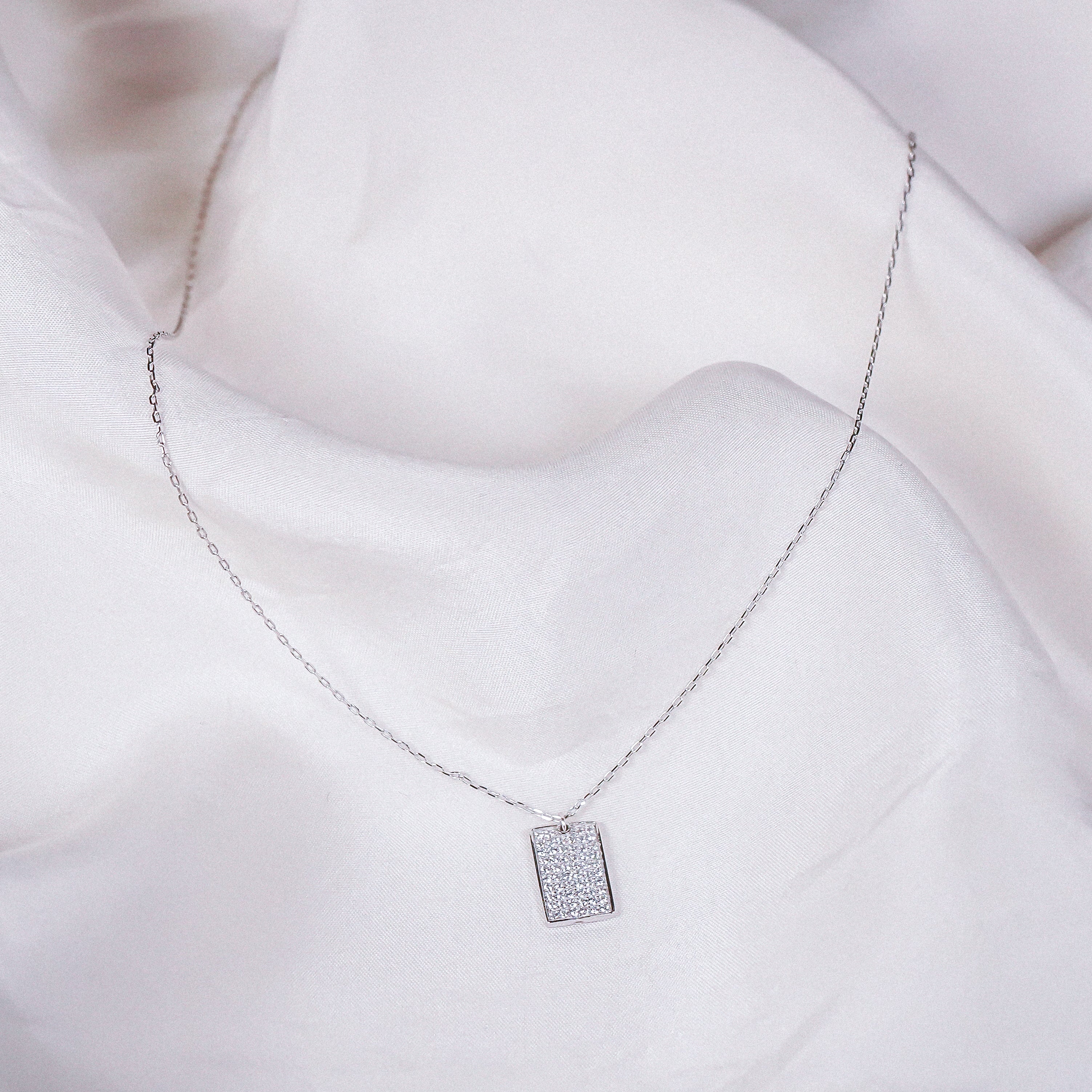 Emmy CZ Tiny Rectangle Necklace