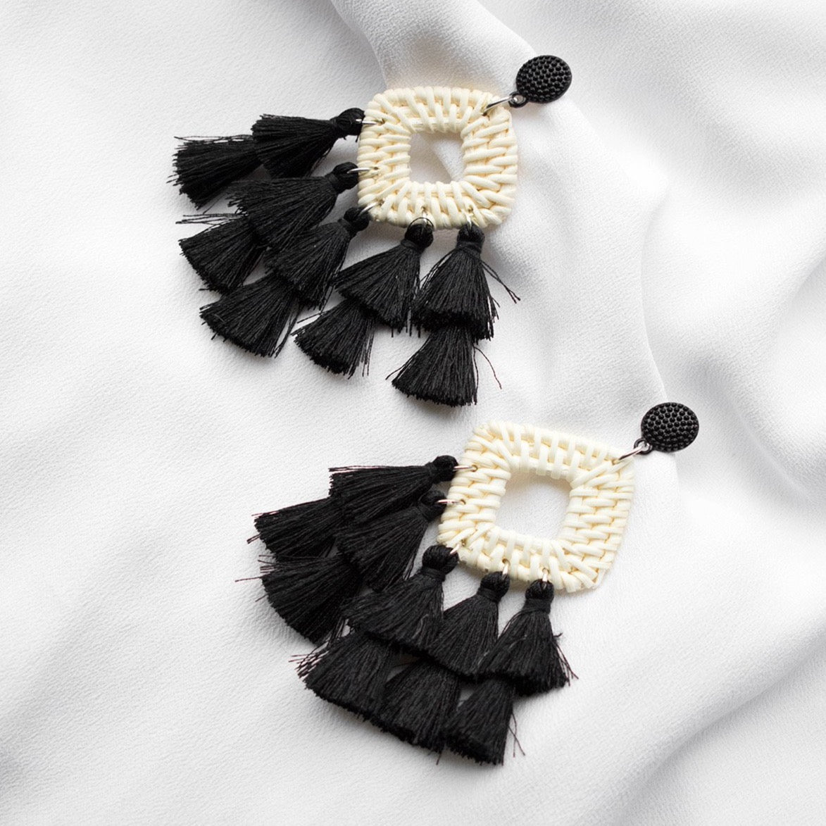 Estelle Rattan Tassel Earrings