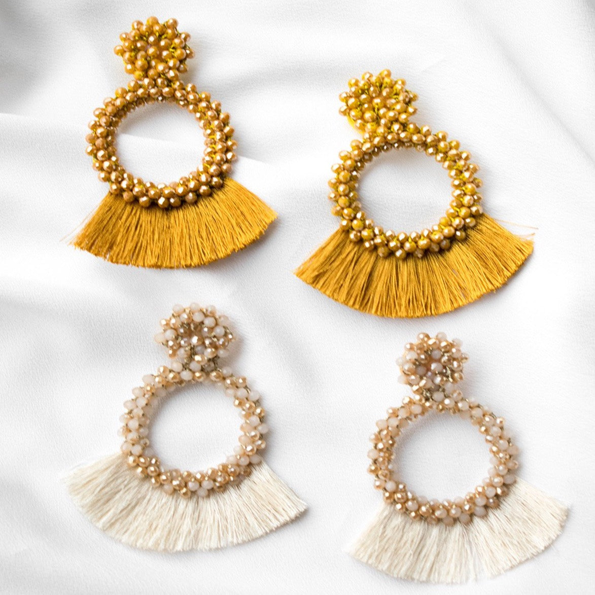 Lenora Beaded Fringe Earrings