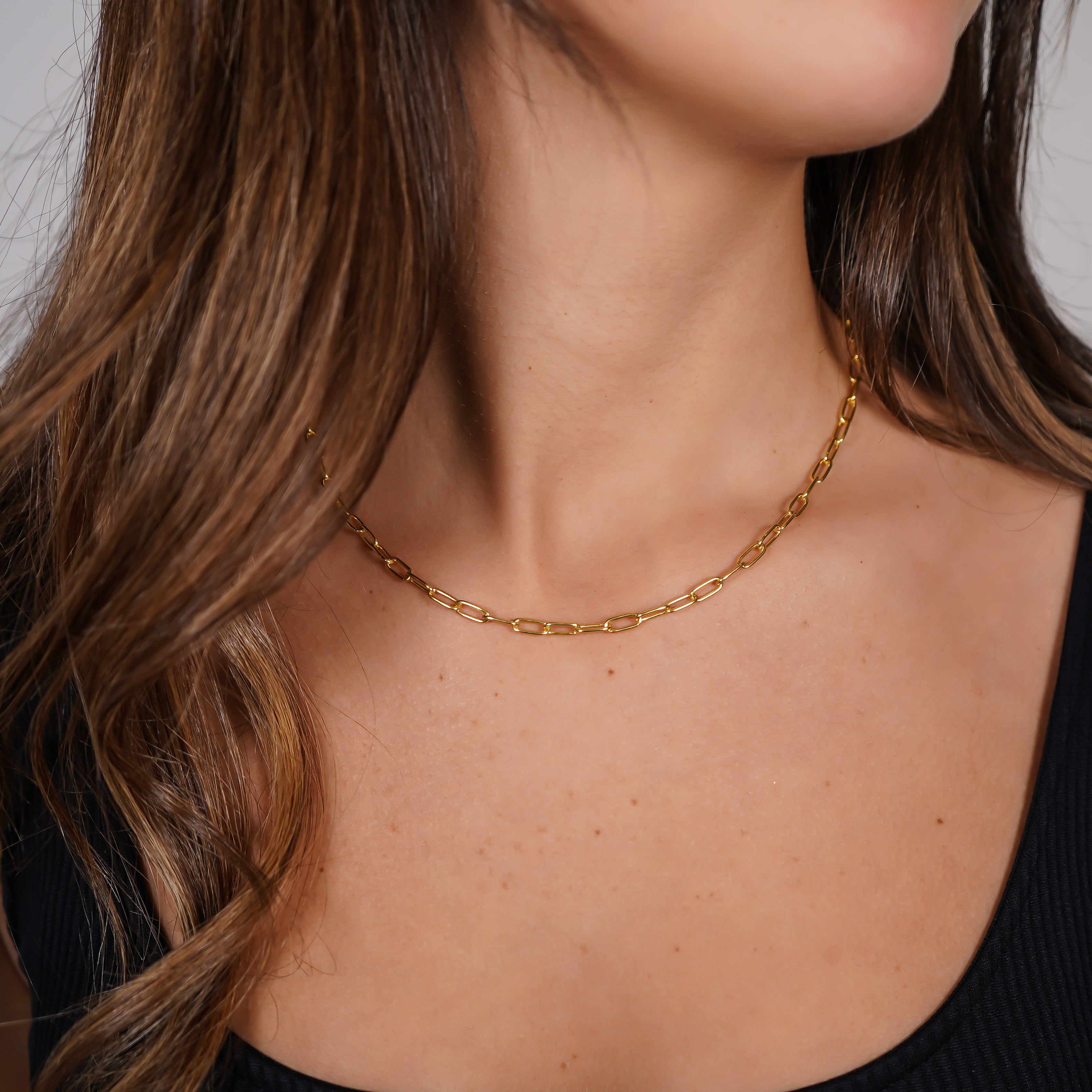 Nora Paper Clip Gold Chain Necklace