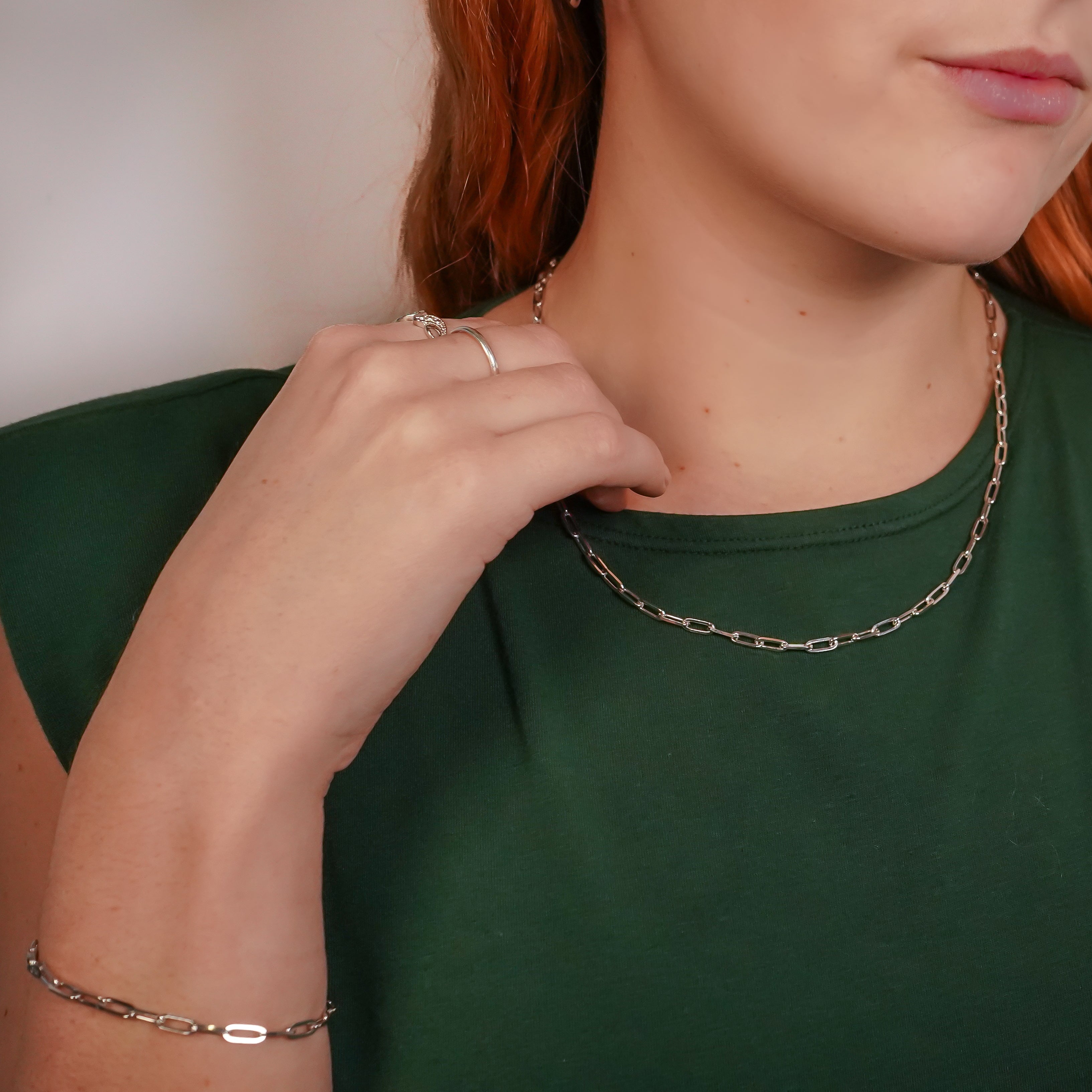 Nora Paper Clip Silver Chain Necklace